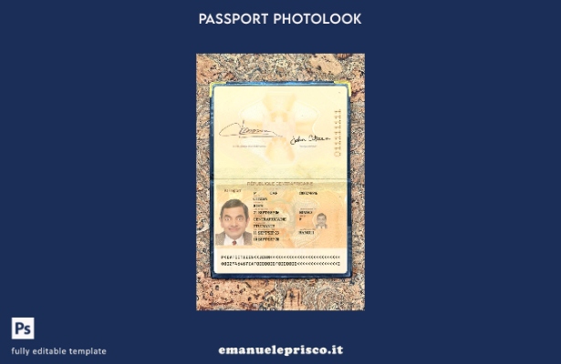 modello photolook presente del passaporto dell'Africa centrale in stile verifica